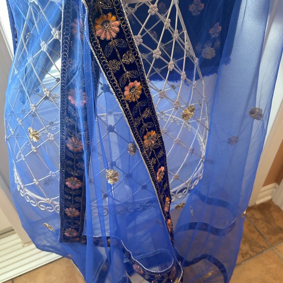 Velvet Blue Lehenga size large (fabrics only ) - Picture 8 of 14